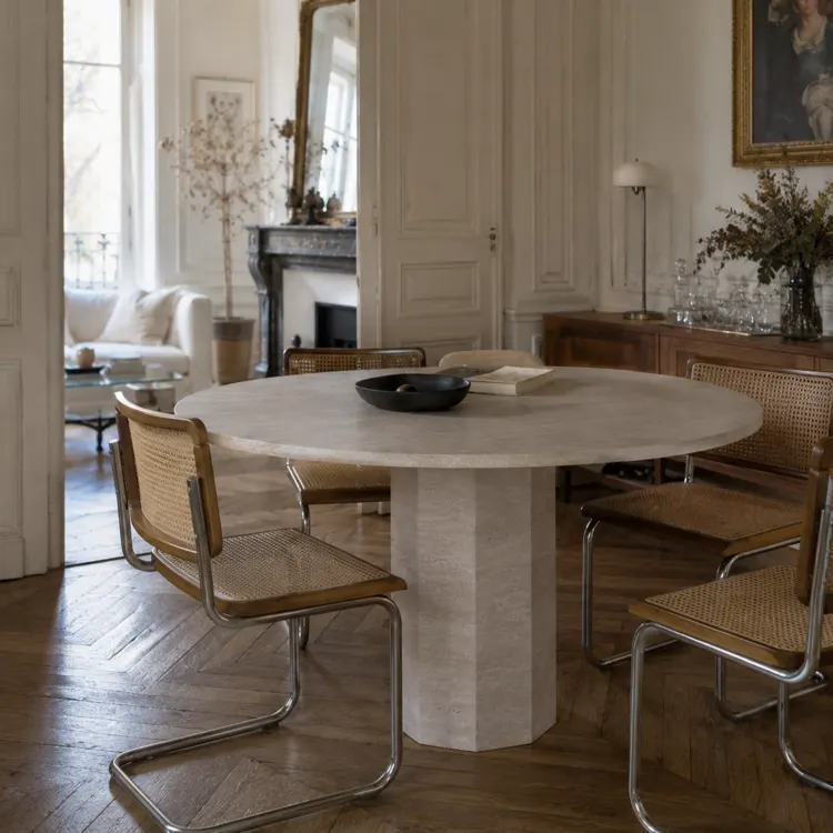 Table Obsidian en Travertin Naturel